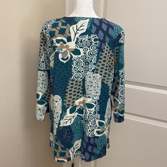 Hot Cotton Tunic blouse Top Womens M Button Down Rayon/Cotton Lagenlook tropical - Picture 2 of 9